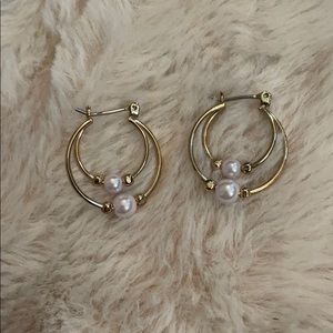 Gold and pearl hoops